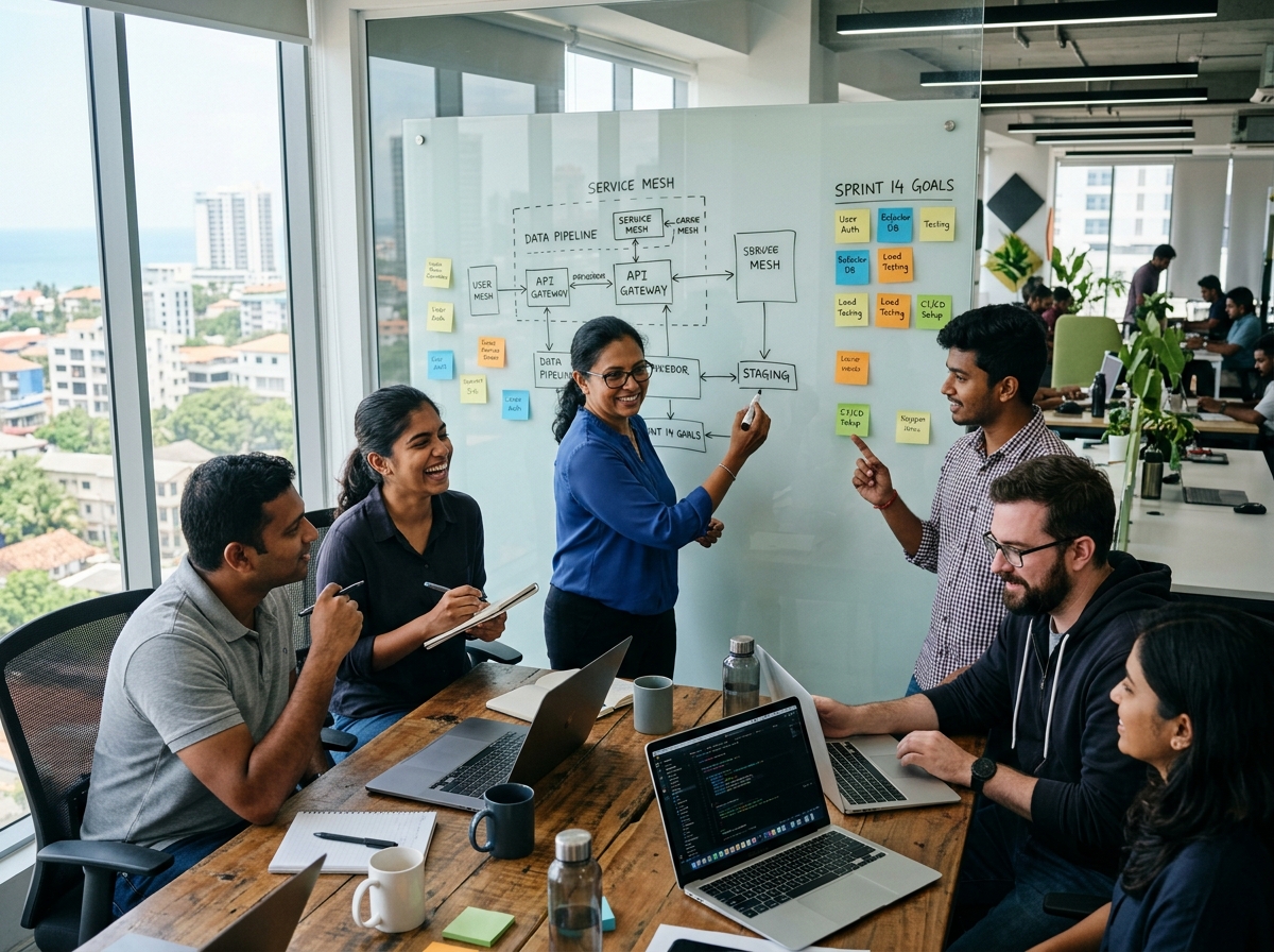 NexTech engineering team sprint planning and architecture session