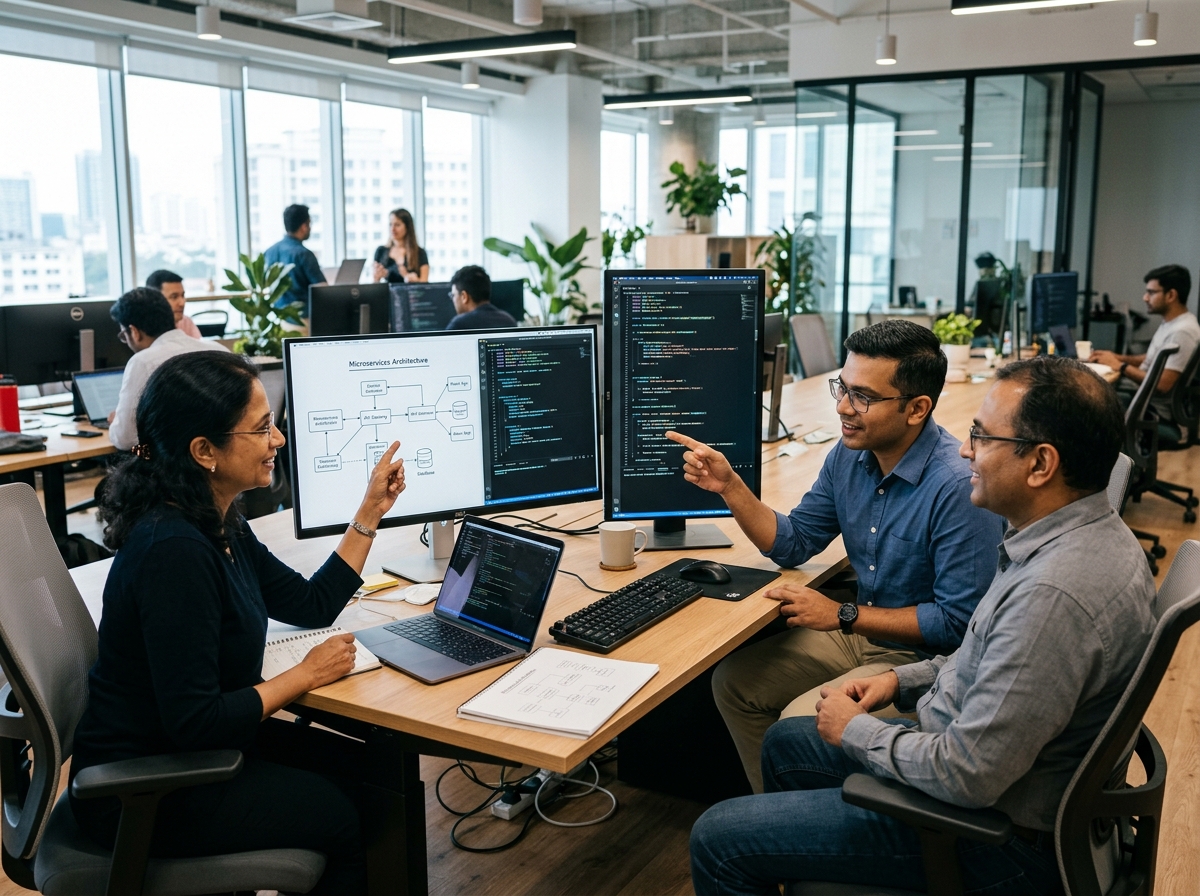 NexTech engineering team collaborating on system architecture